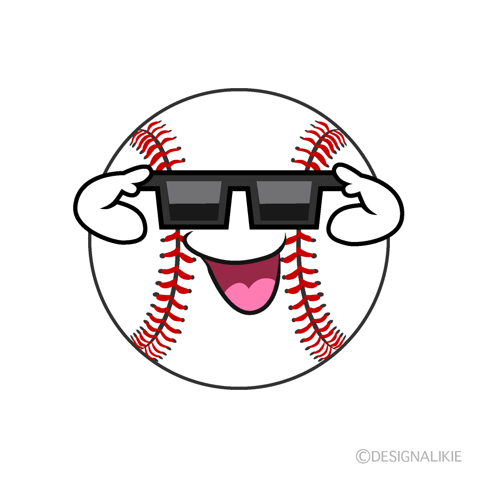 かわいいサングラスの野球ボールのイラスト素材 Illustcute