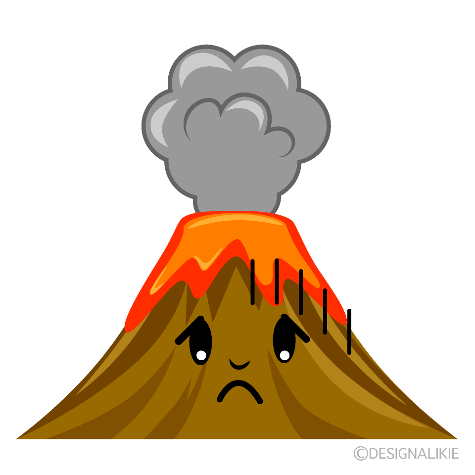 かわいいお辞儀する火山イラスト