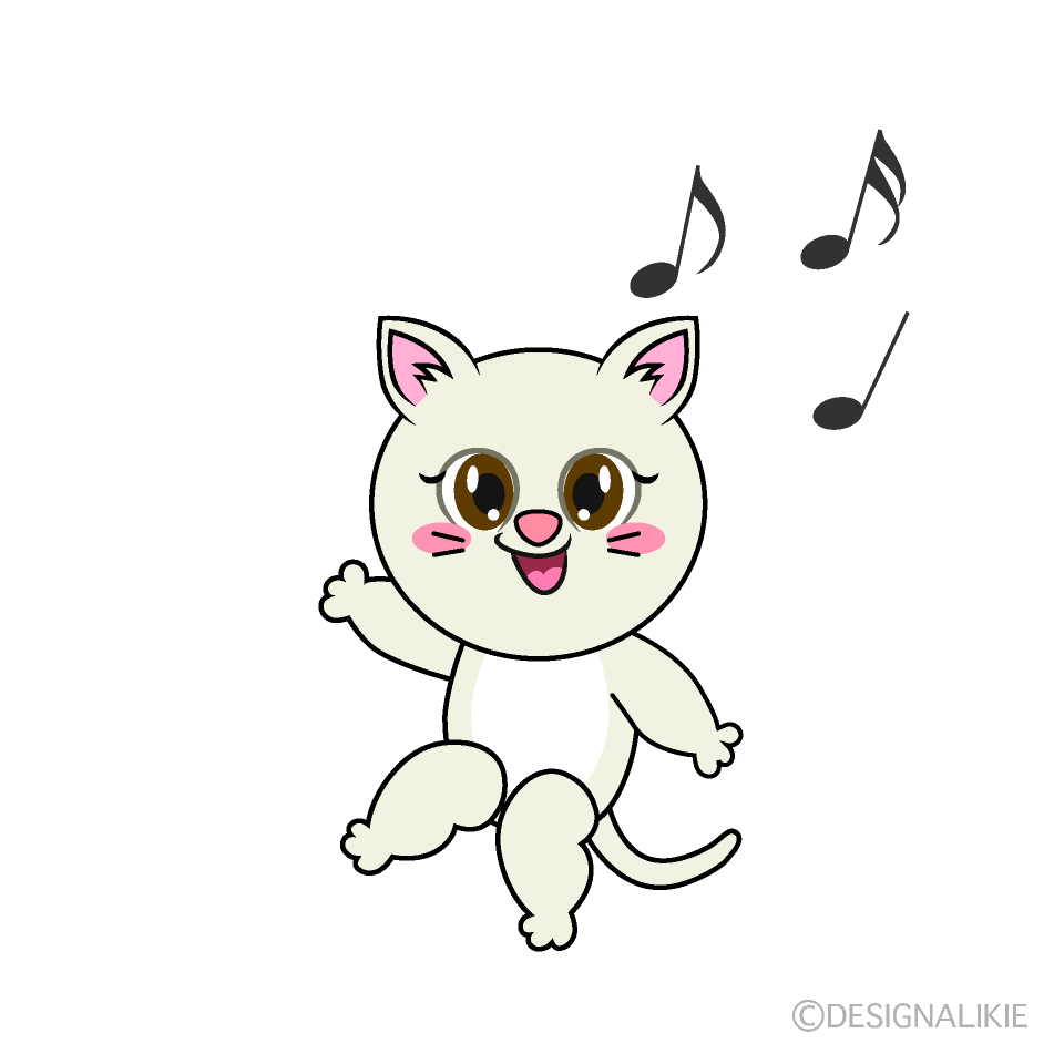 かわいい踊る女の子猫のイラスト素材 Illustcute