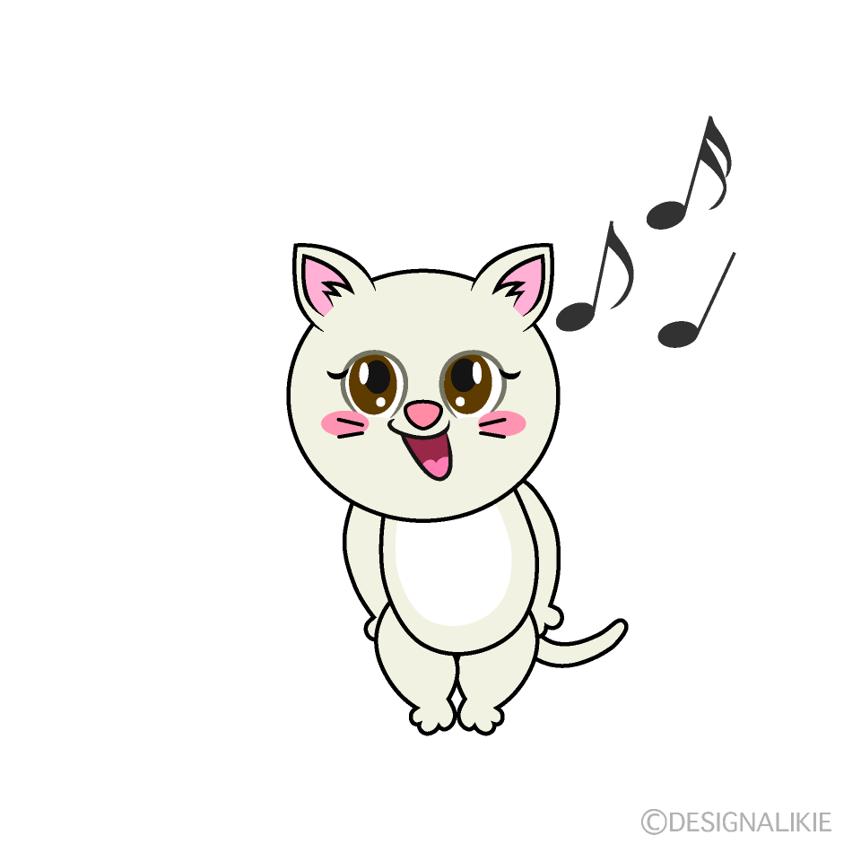 かわいい歌う女の子猫イラスト