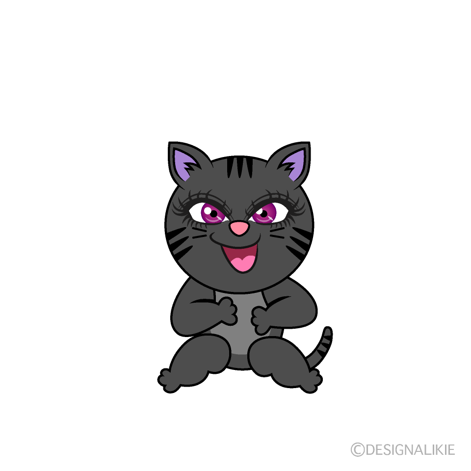かわいい笑う黒猫のイラスト素材 Illustcute