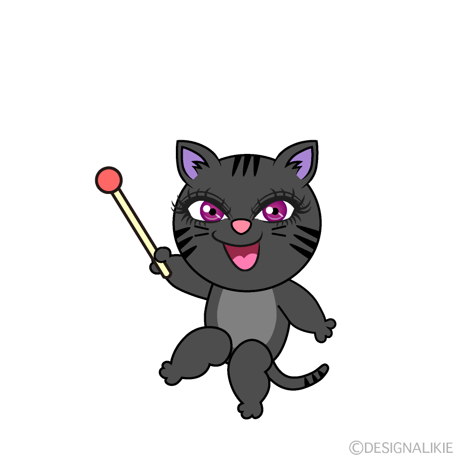 かわいい説明する黒猫イラスト