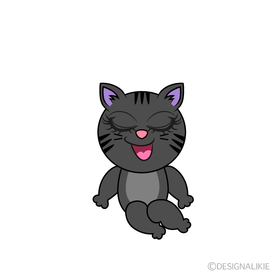 かわいい座る黒猫のイラスト素材 Illustcute