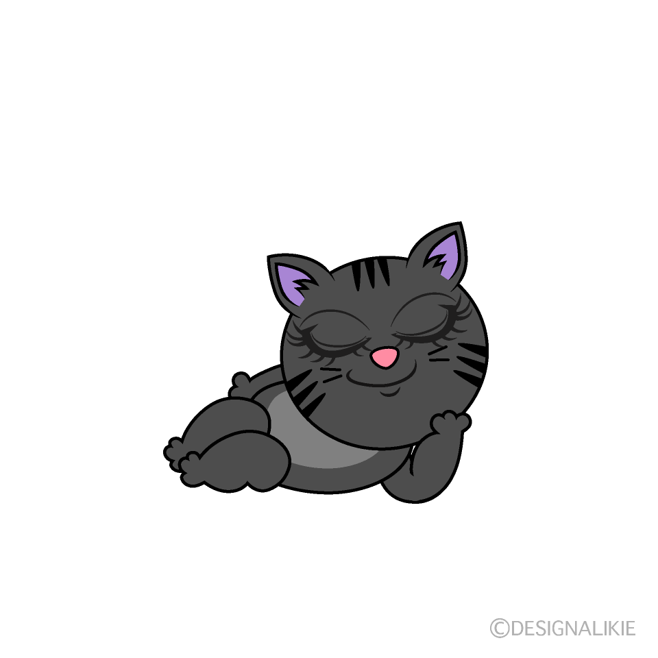 可愛い眠る黒猫のフリーイラスト素材 Illustcute