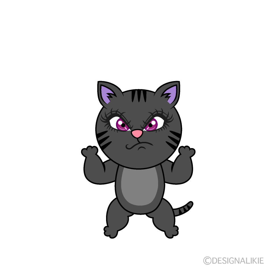 かわいい怒る黒猫イラスト
