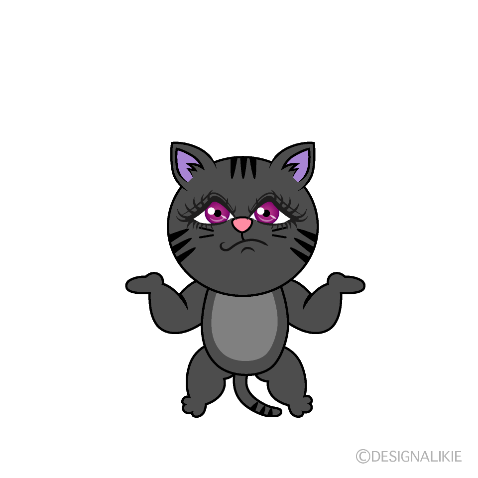 かわいい困る黒猫イラスト