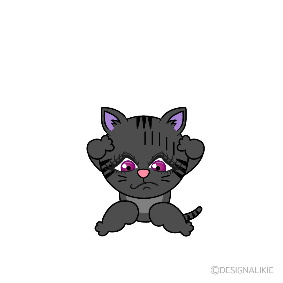 かわいい落ち込む黒猫のイラスト素材 Illustcute