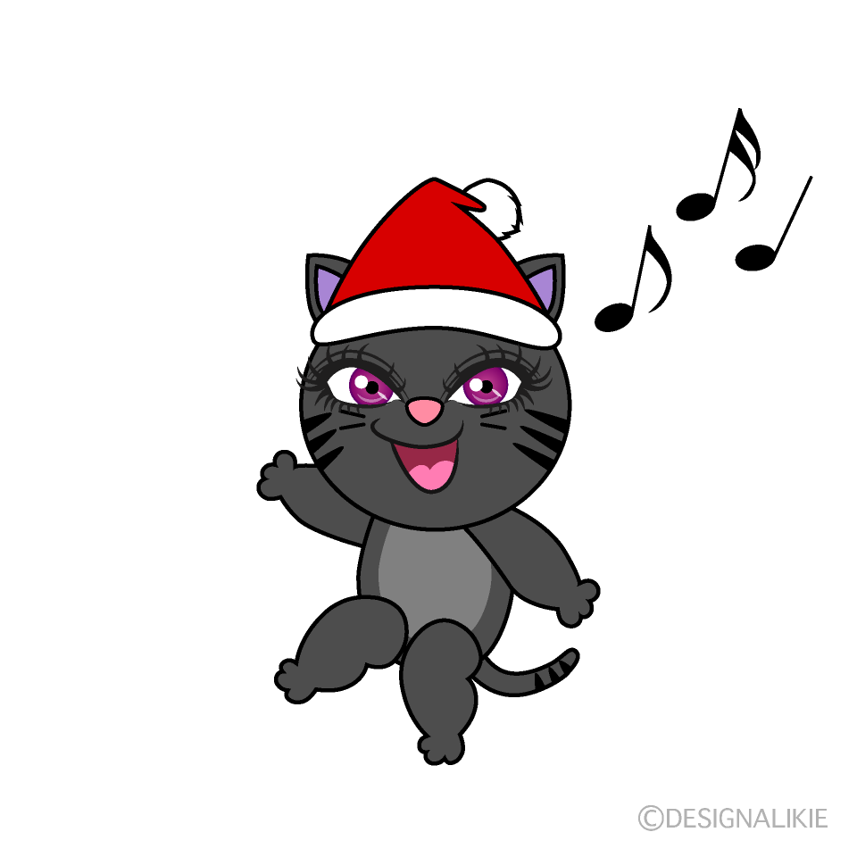 かわいいクリスマスの黒猫イラスト