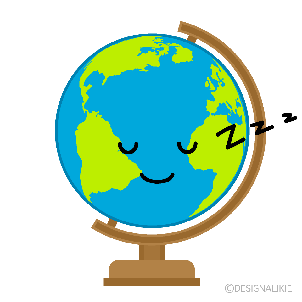 かわいい寝る地球儀イラスト