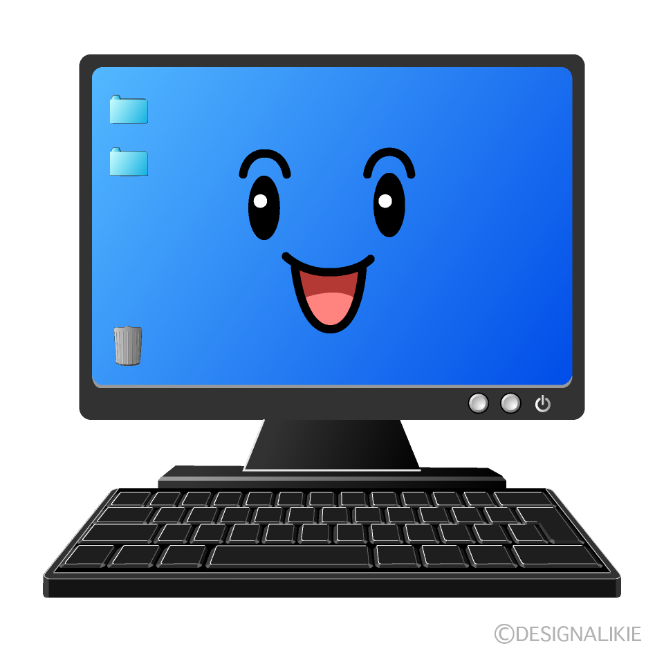 かわいい笑顔のコンピュータイラスト