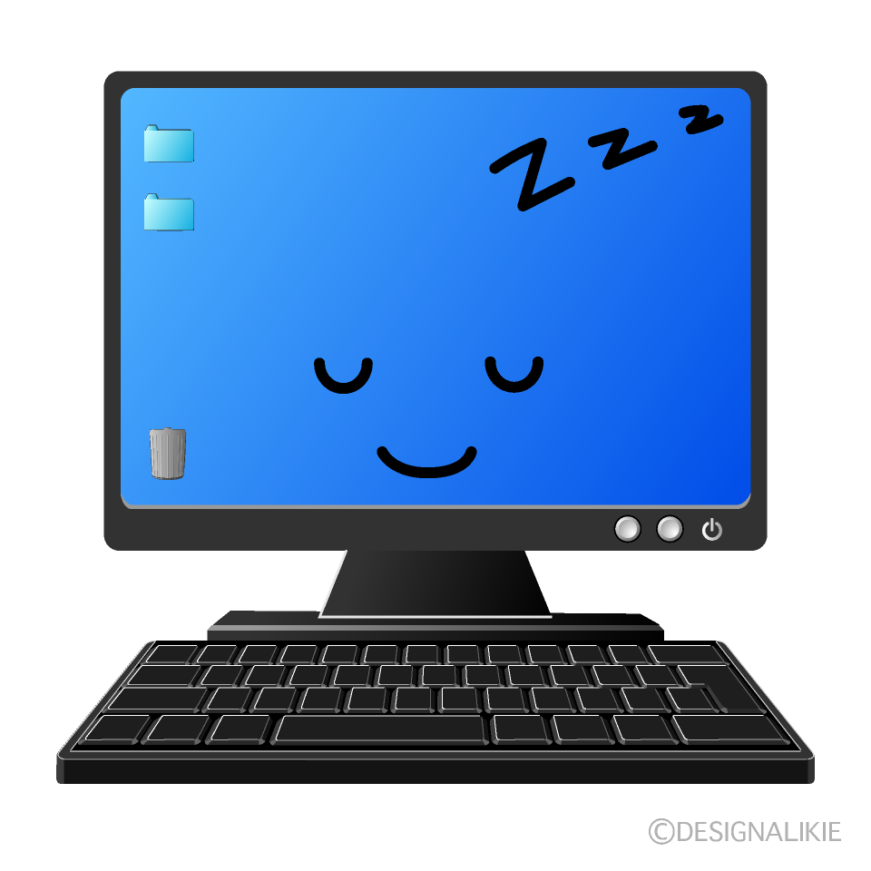 かわいい寝るコンピュータイラスト