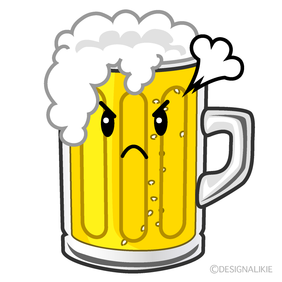 かわいい怒るビールのイラスト素材 Illustcute