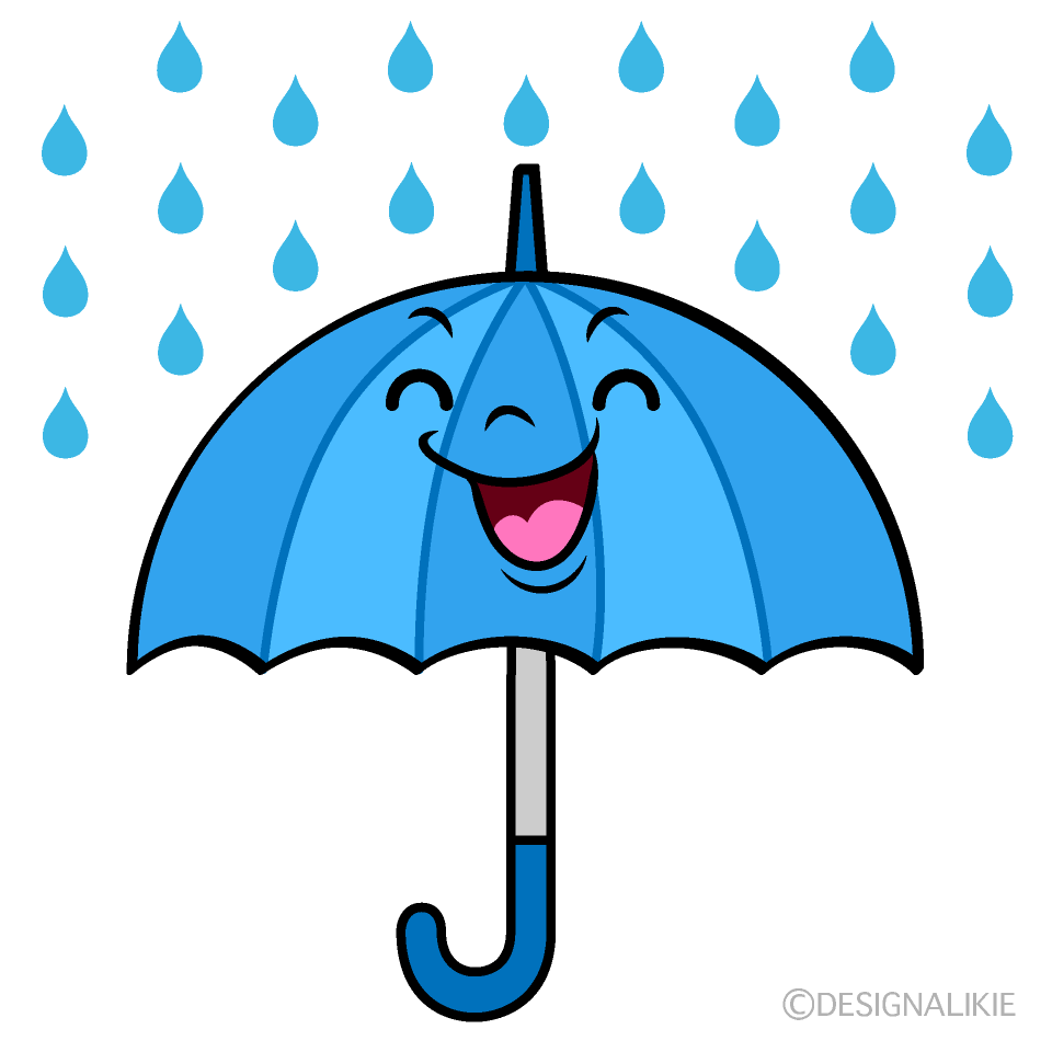 かわいい笑顔の雨傘イラスト