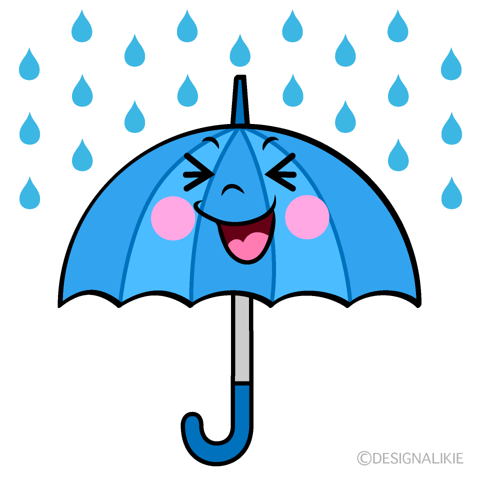 かわいい笑う雨傘イラスト