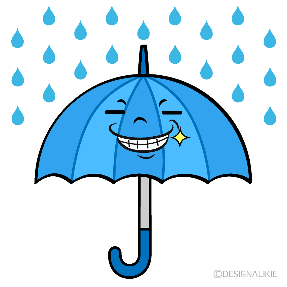 かわいいニヤリとする雨傘イラスト