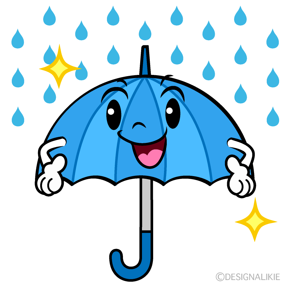 かわいいポーズする雨傘イラスト