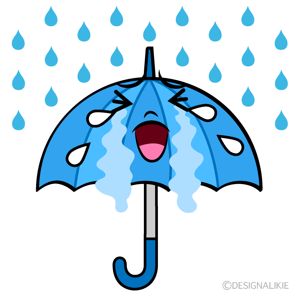 かわいい泣く雨傘イラスト