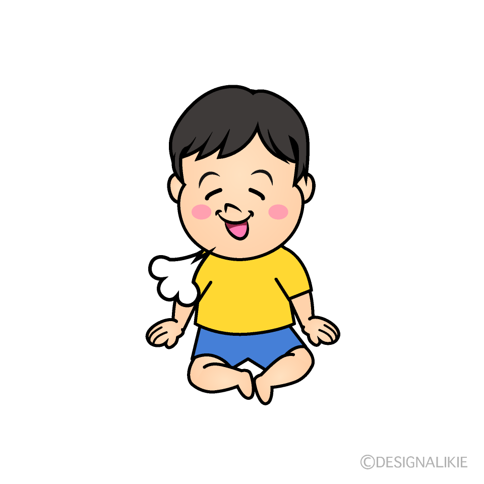 かわいいほっとする男児イラスト