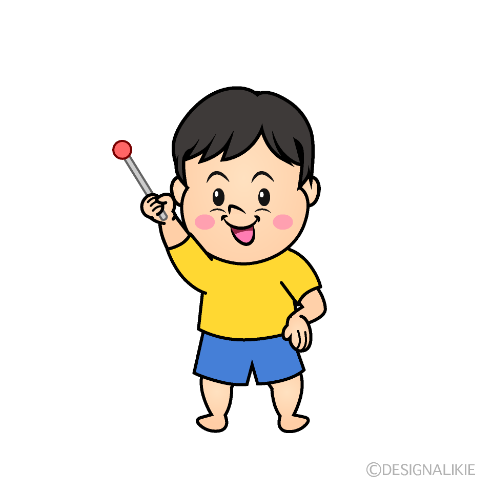 かわいい説明する男児イラスト