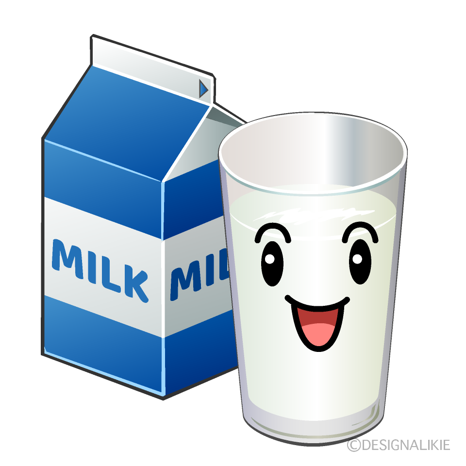 かわいい笑顔の牛乳のイラスト素材 Illustcute