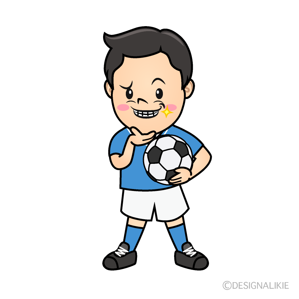 かわいいニヤリとするサッカー少年イラスト