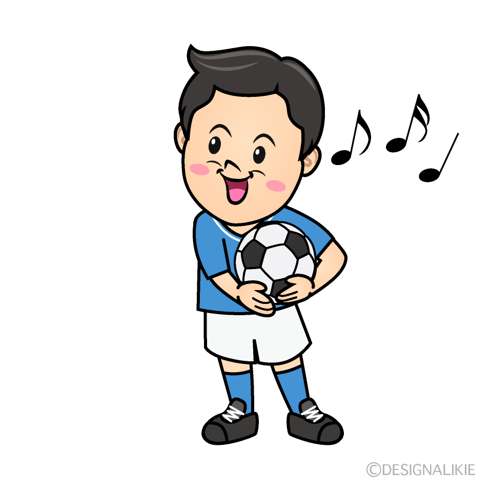 かわいい歌うサッカー少年イラスト