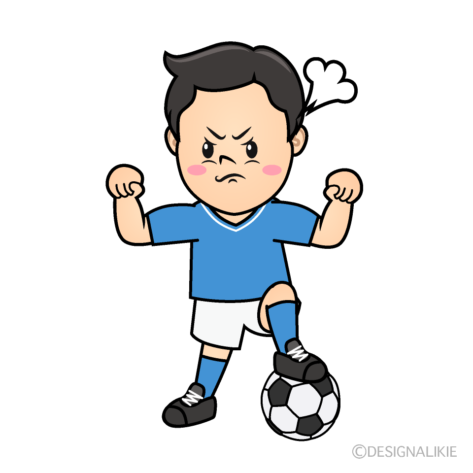 かわいい怒るサッカー少年イラスト