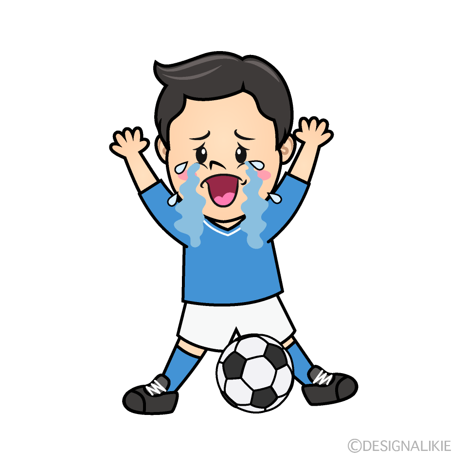 かわいい泣くサッカー少年イラスト