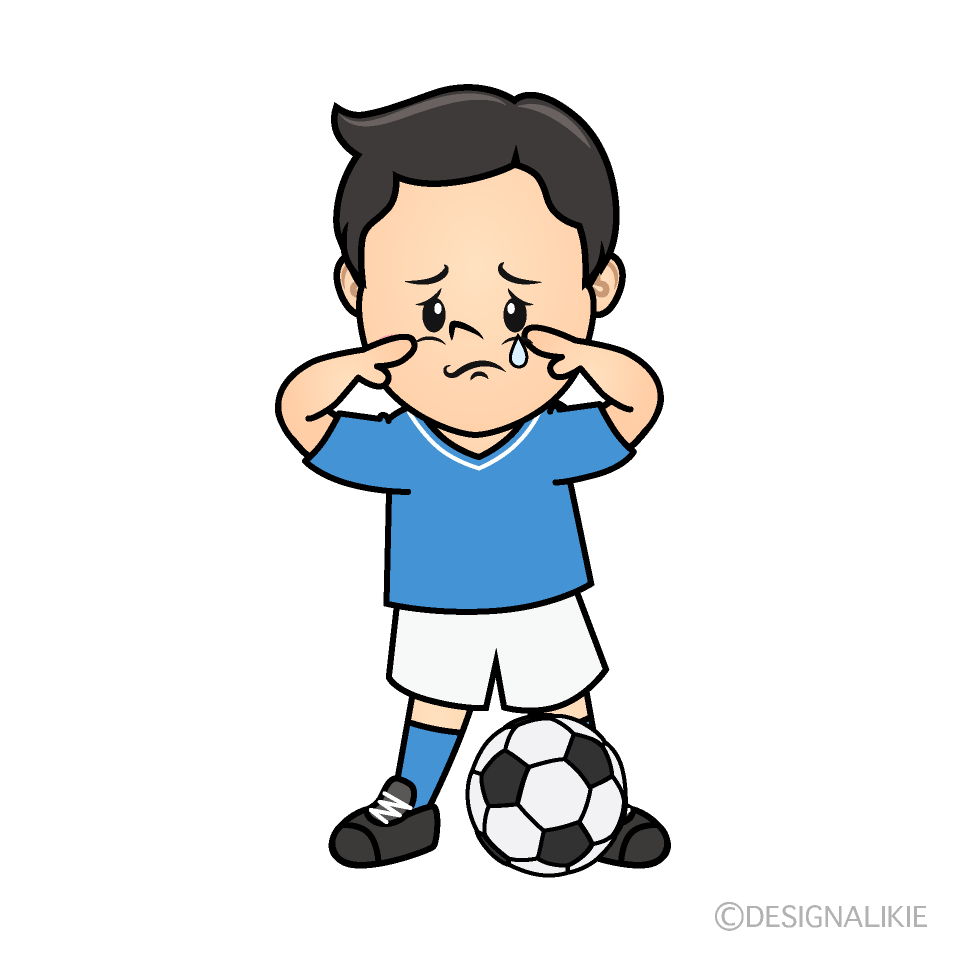 かわいい悲しいサッカー少年イラスト