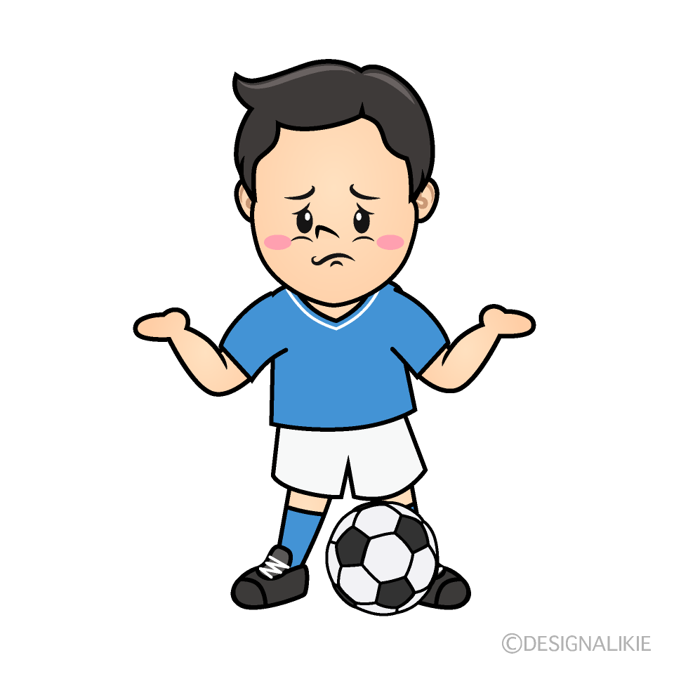 かわいい困るサッカー少年イラスト