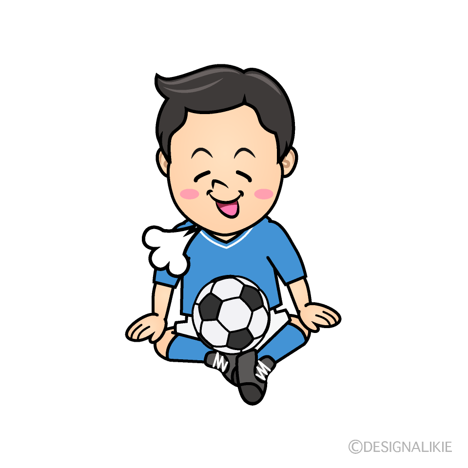 かわいいほっとするサッカー少年イラスト