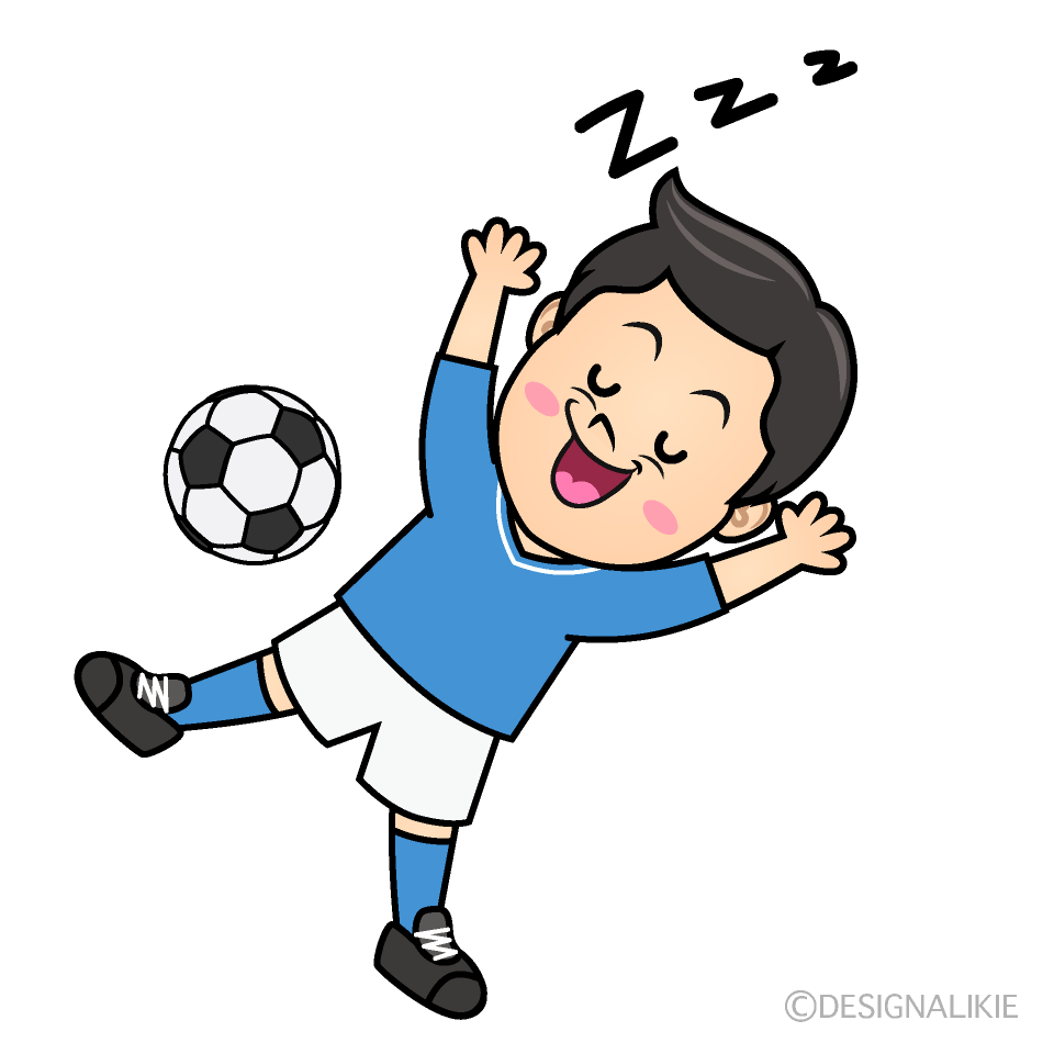 かわいい寝るサッカー少年イラスト