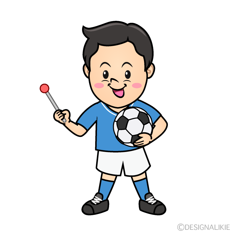 かわいい説明するサッカー少年イラスト