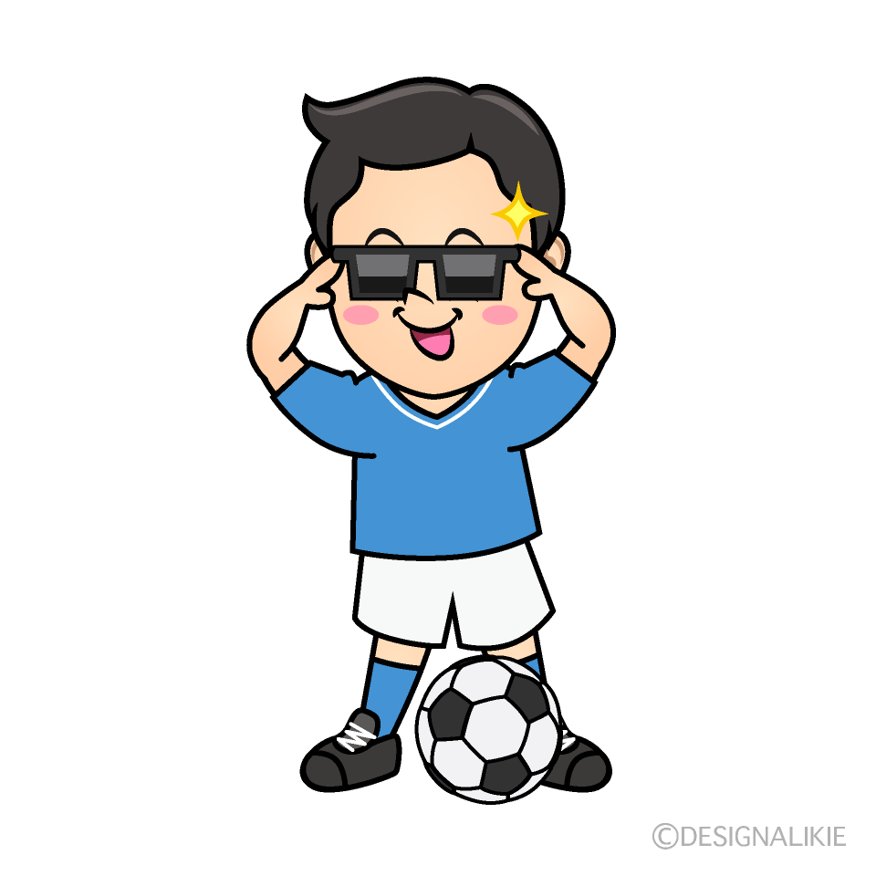 かわいいサングラスのサッカー少年イラスト