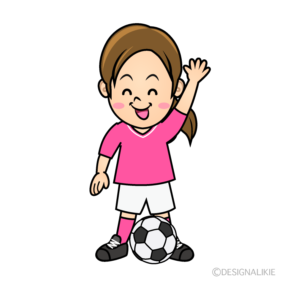 かわいい笑顔のサッカー少女イラスト