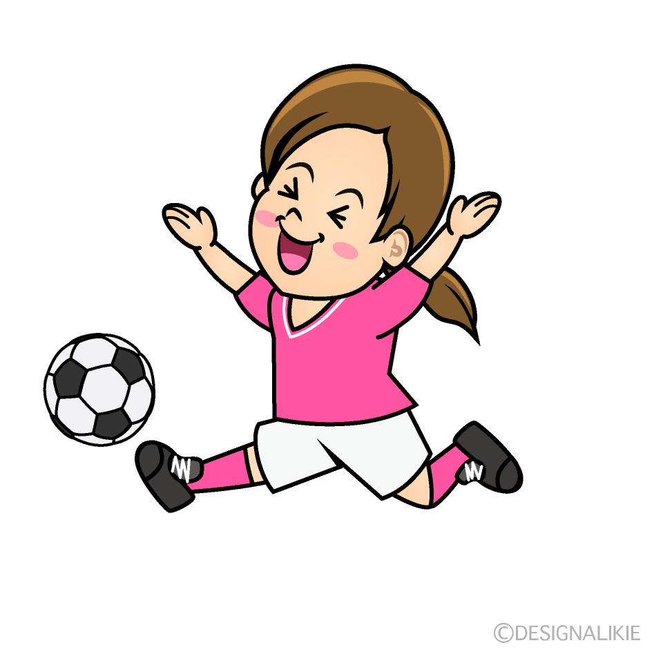 かわいい笑うサッカー少女イラスト