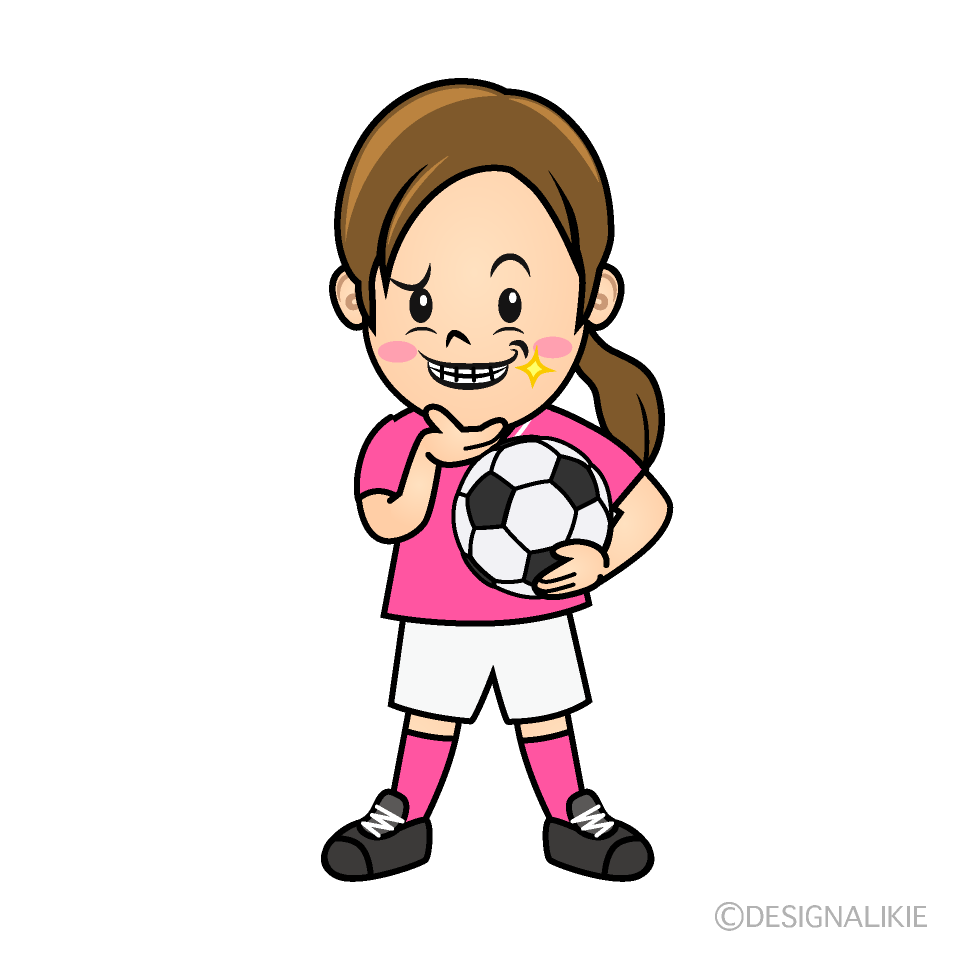 かわいいニヤリとするサッカー少女イラスト