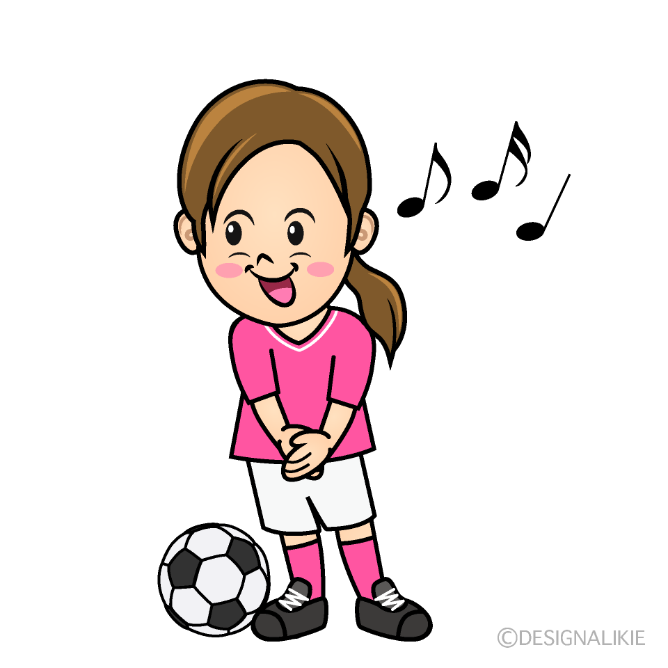 かわいい歌うサッカー少女イラスト