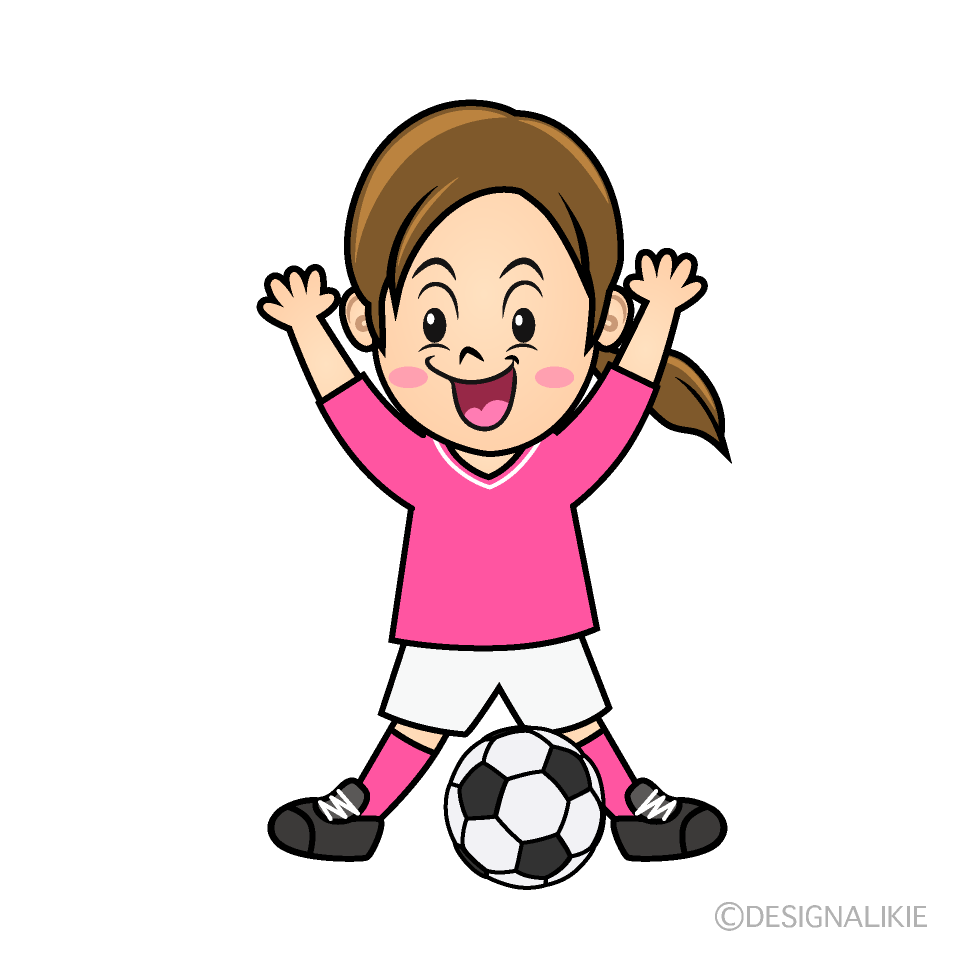 かわいい驚くサッカー少女イラスト