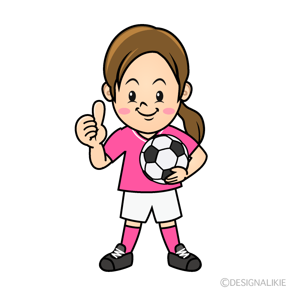 かわいいいいねするサッカー少女イラスト