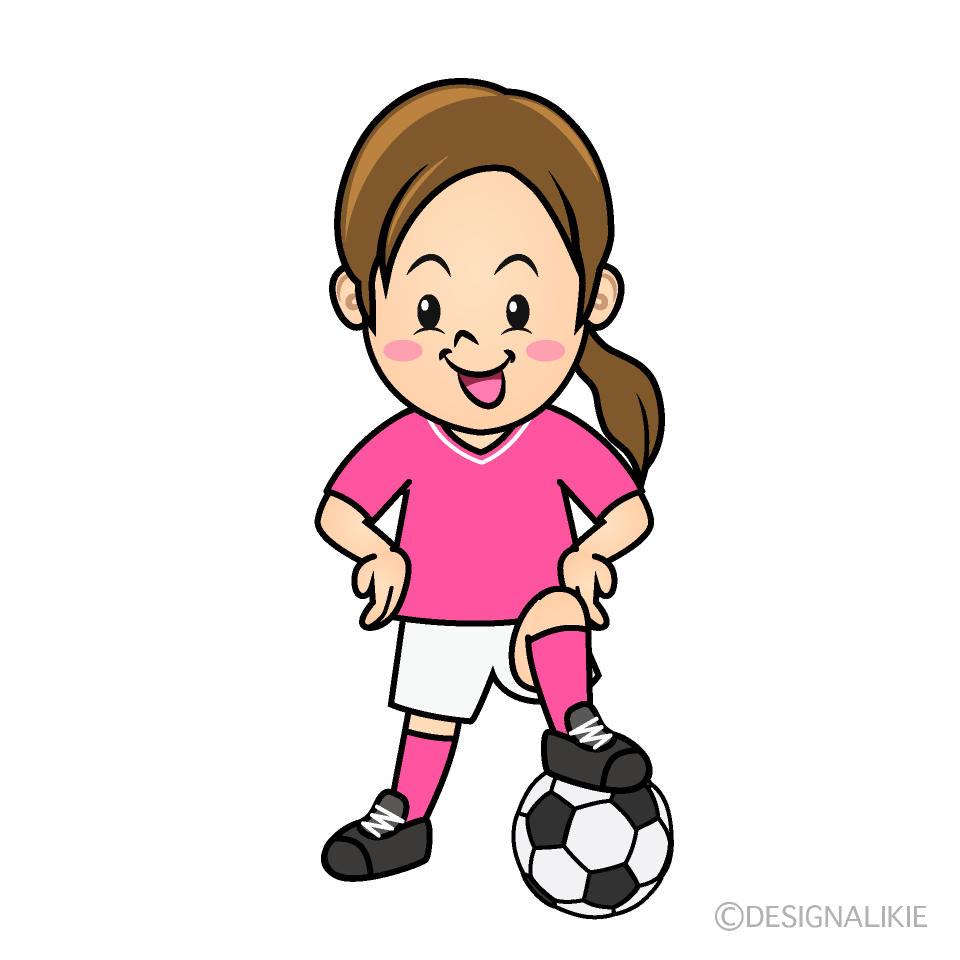 かわいいポーズするサッカー少女イラスト