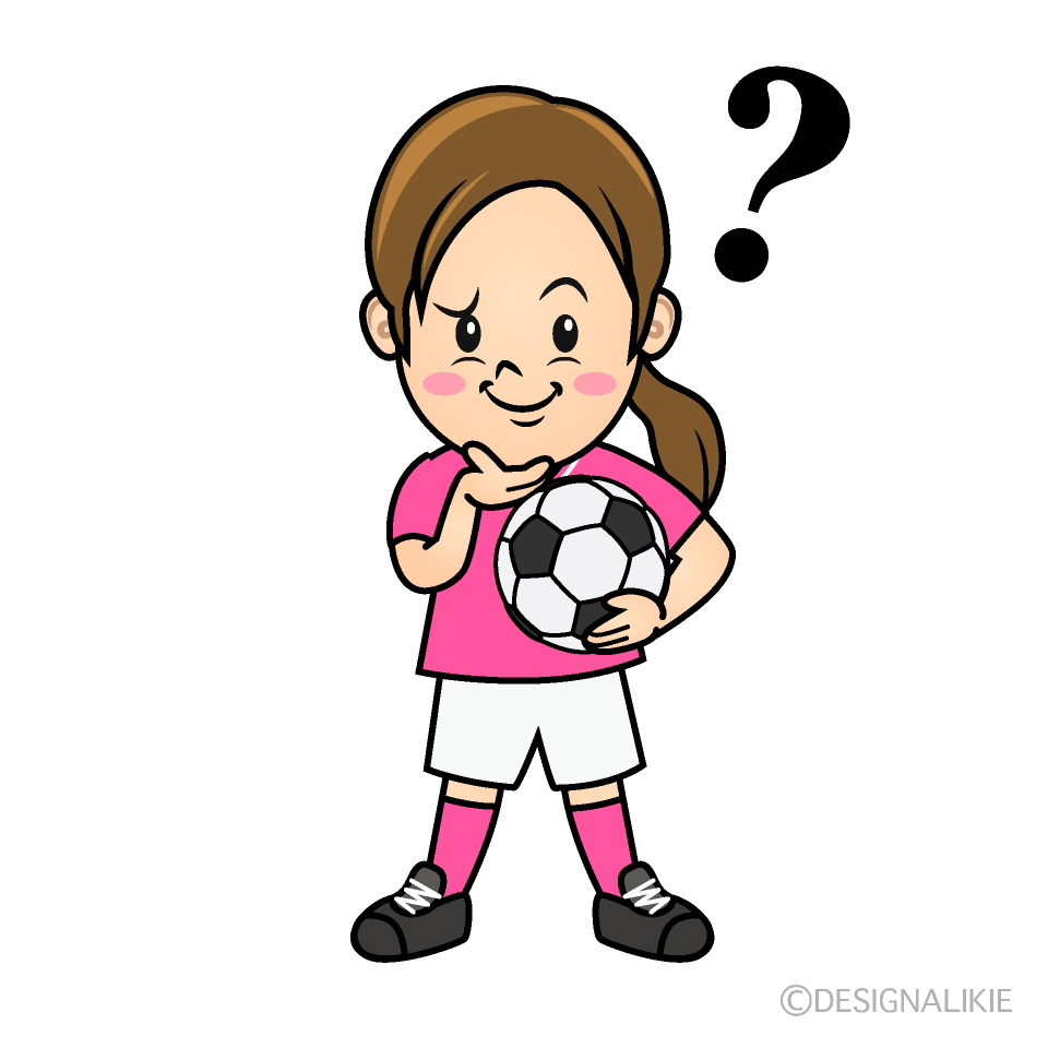 かわいい考えるサッカー少女イラスト