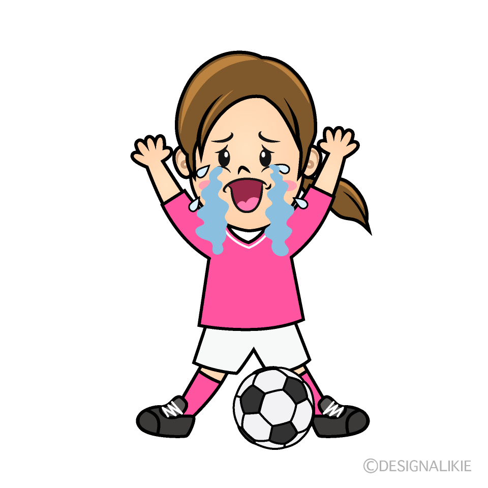 かわいい泣くサッカー少女イラスト