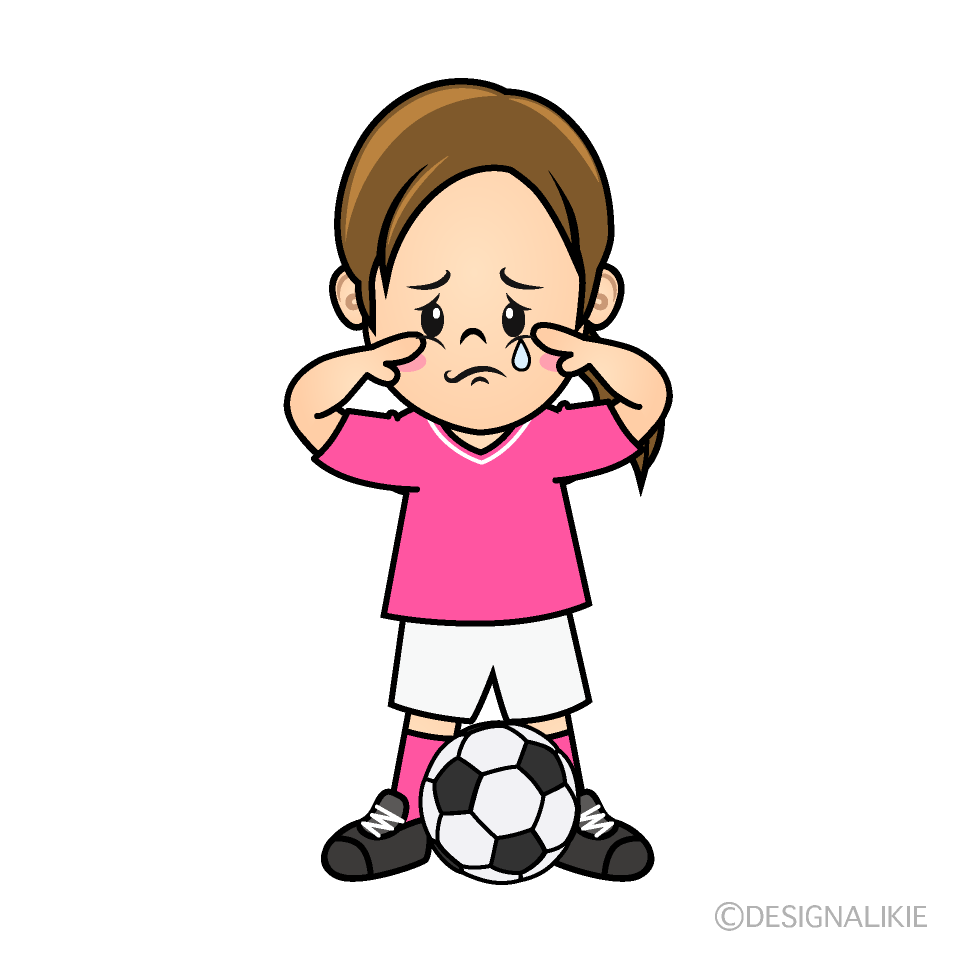 かわいい悲しいサッカー少女イラスト