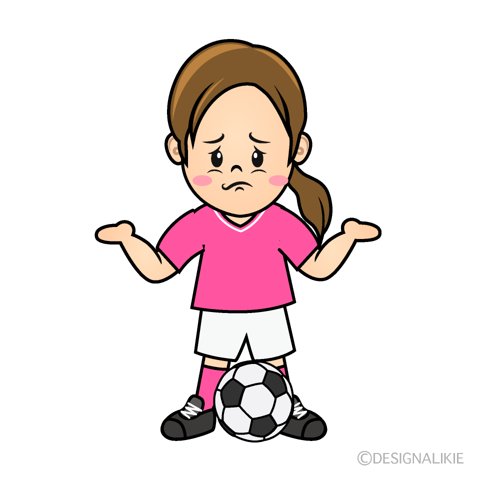 かわいい困るサッカー少女イラスト