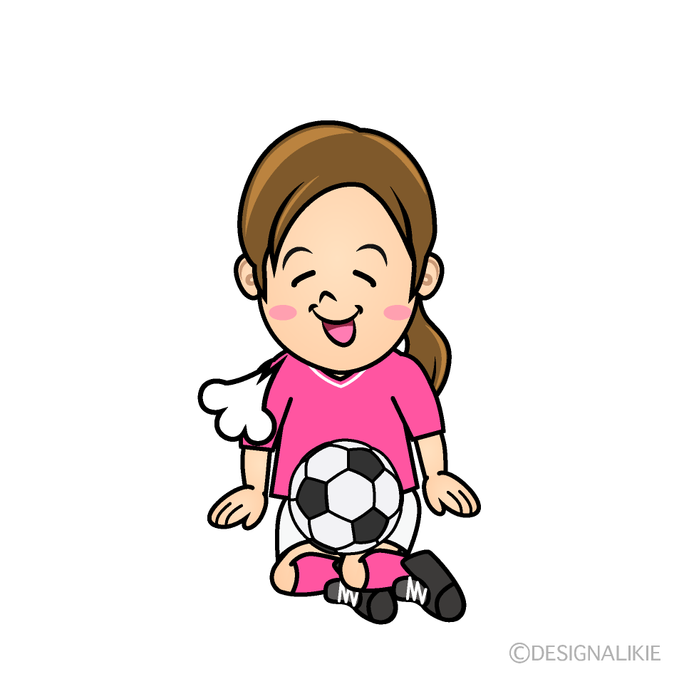 かわいいほっとするサッカー少女イラスト