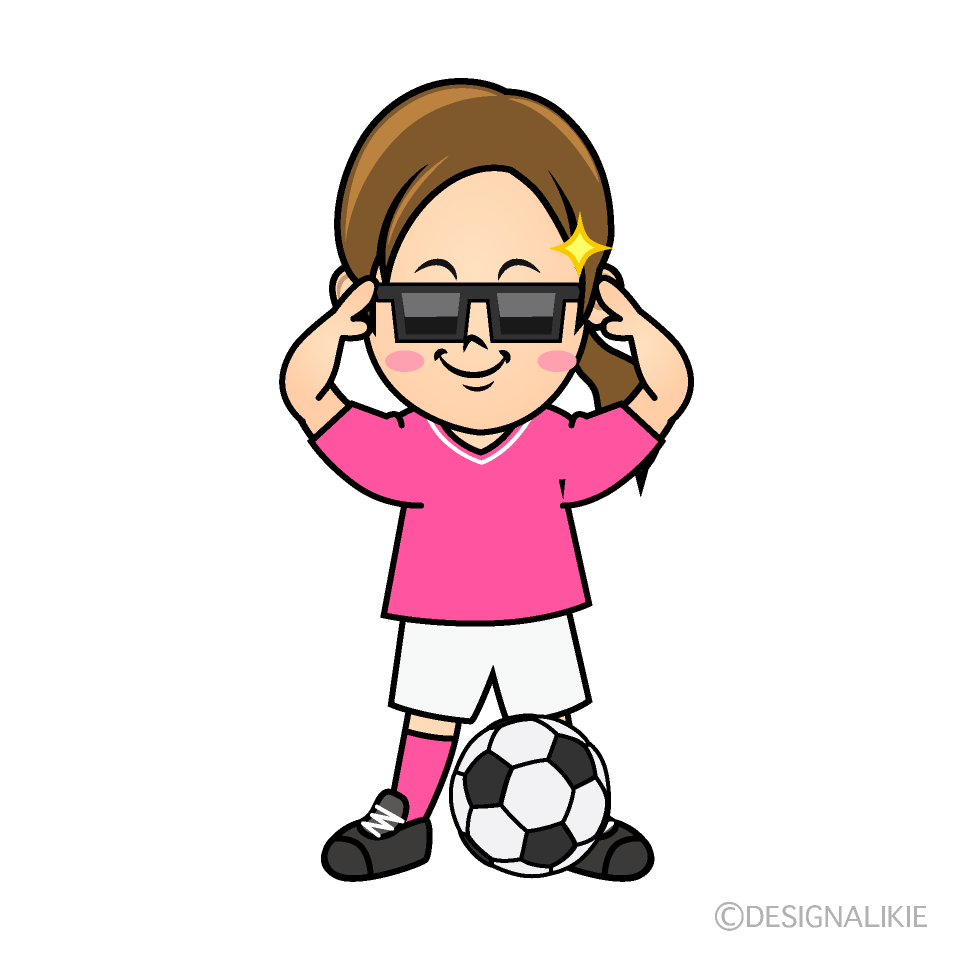 かわいいサングラスのサッカー少女イラスト