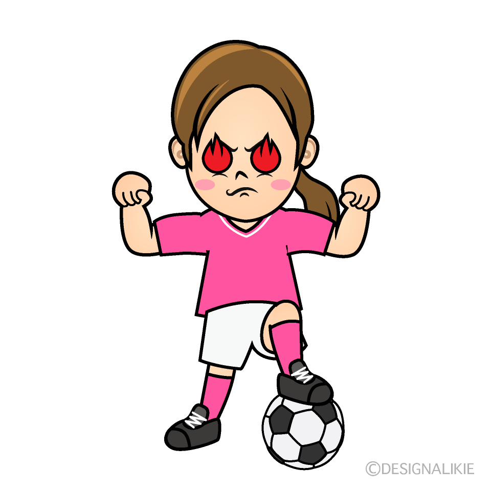 かわいい熱意のサッカー少女イラスト