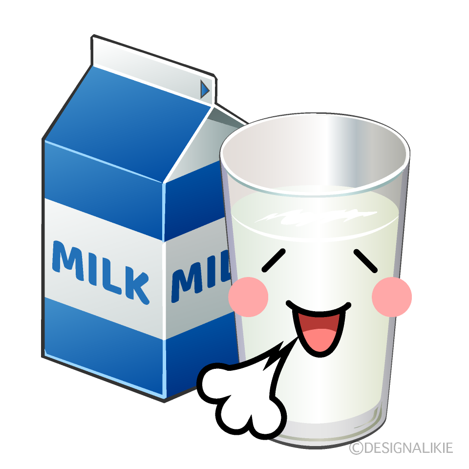 かわいいリラックスする牛乳のイラスト素材 Illustcute