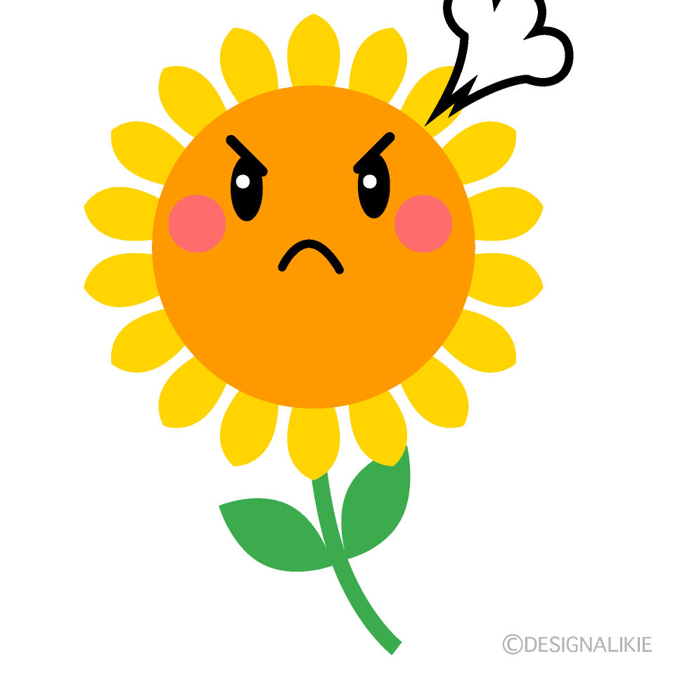 かわいい怒る花のイラスト素材 Illustcute